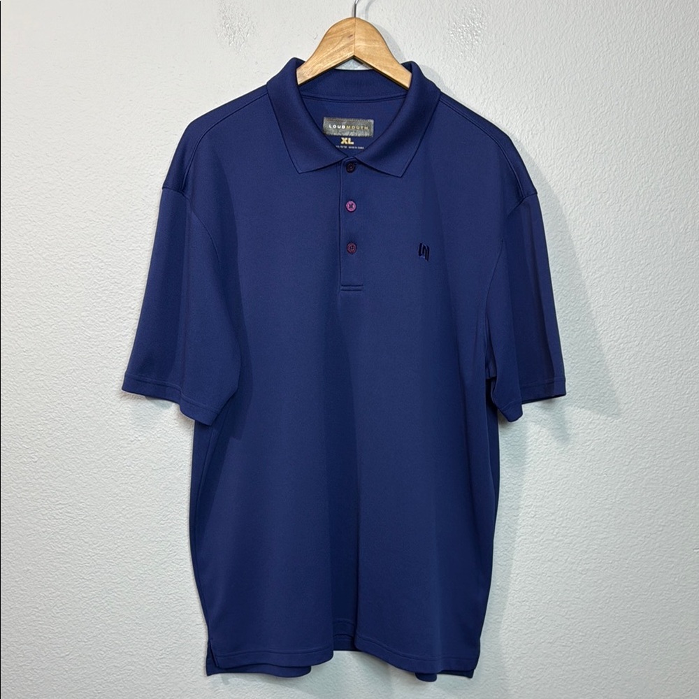LoudMouth Men's‎ Blue Solid Polo Shirt